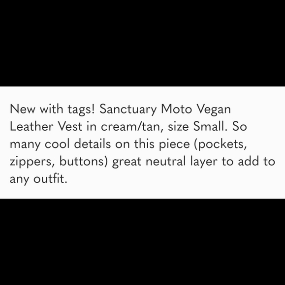 NWT Buy It Now PRICE Sanctuary vegan leather beige cream blush vest - Picture 4 of 10